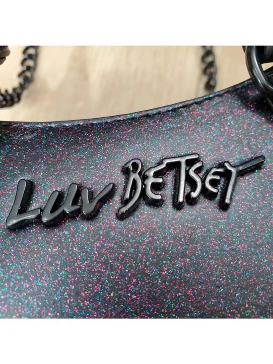 Luv Betsey Johnson Sparkle Bat Crossbody Black Bag Goth Witch Costume Halloween - Picture 4 of 12